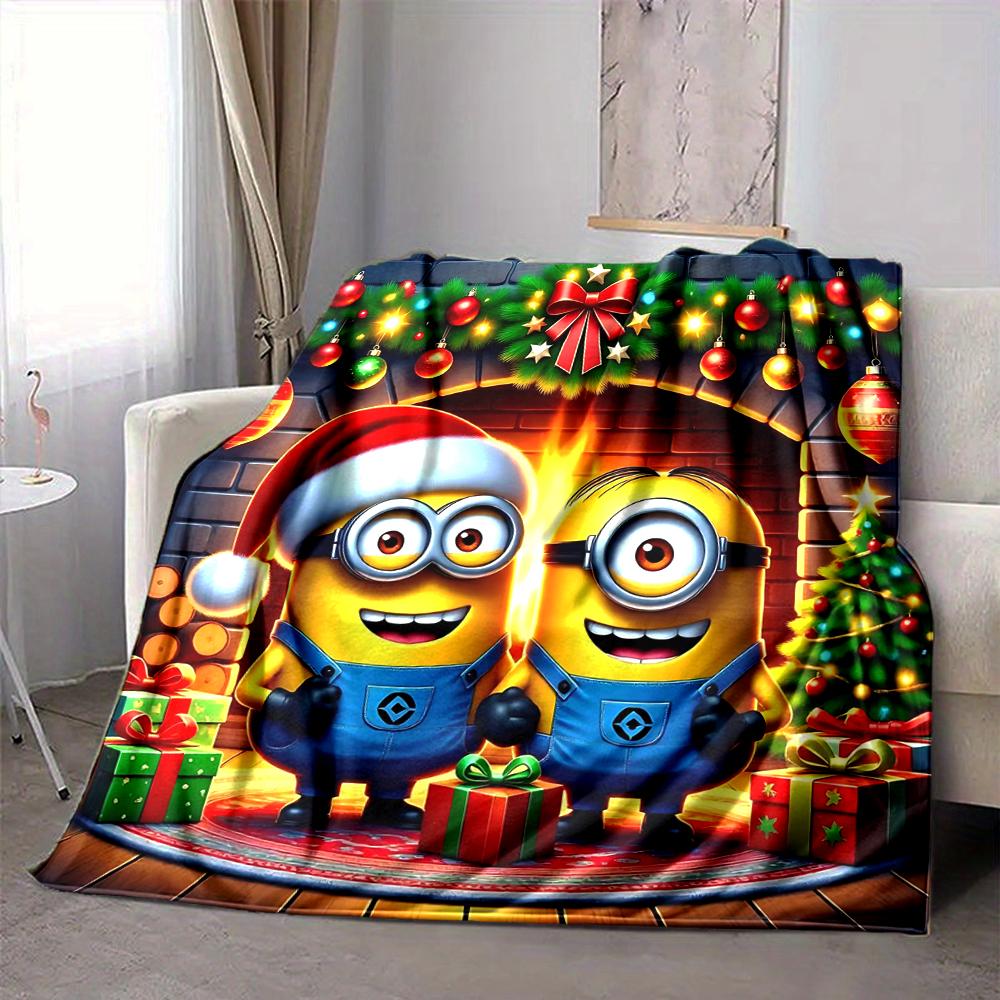 1Pc Christmas Minions Celebration Blanket Soft And Comfortable Casual Warm Camping Travel Christmas Halloween Gift M91751