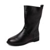 Fashion Autumn Winter Women Mid Calf Boots Female Round Toe Slip On Shoes Street Style Motorcycle Botas Mujer