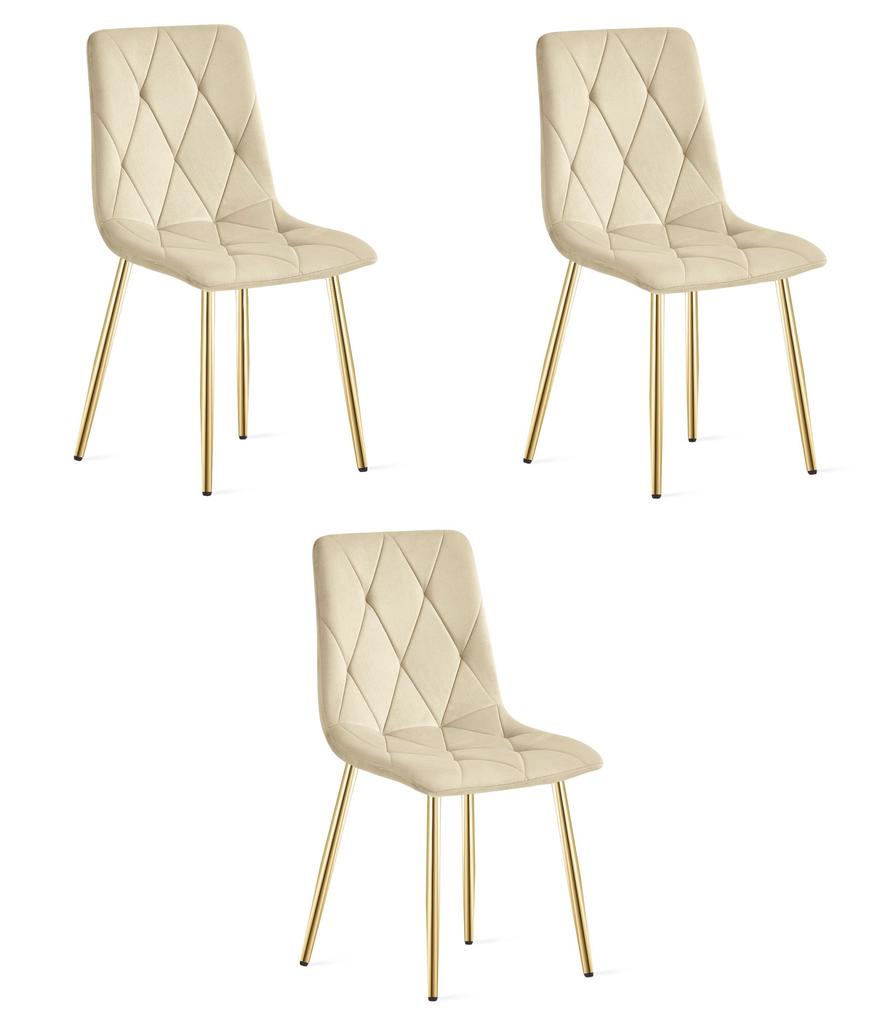 LIBRA chair - light beige velvet / gold legs x 3