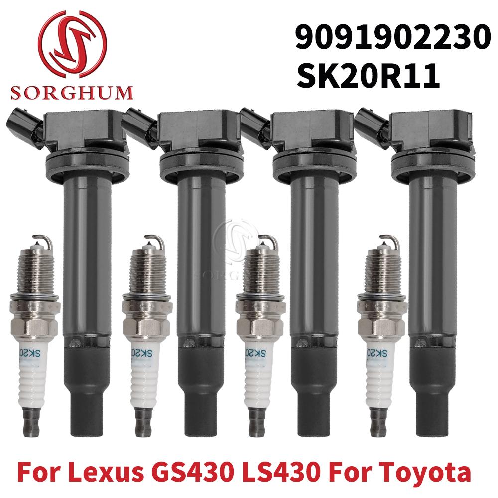 Ignition Coils & Iridium Spark Plugs Pack For Lexus GS430 LS430 4.3L For Toyota Tundra 4Runner Sequoia 4.7L 9091902230 SK20R11