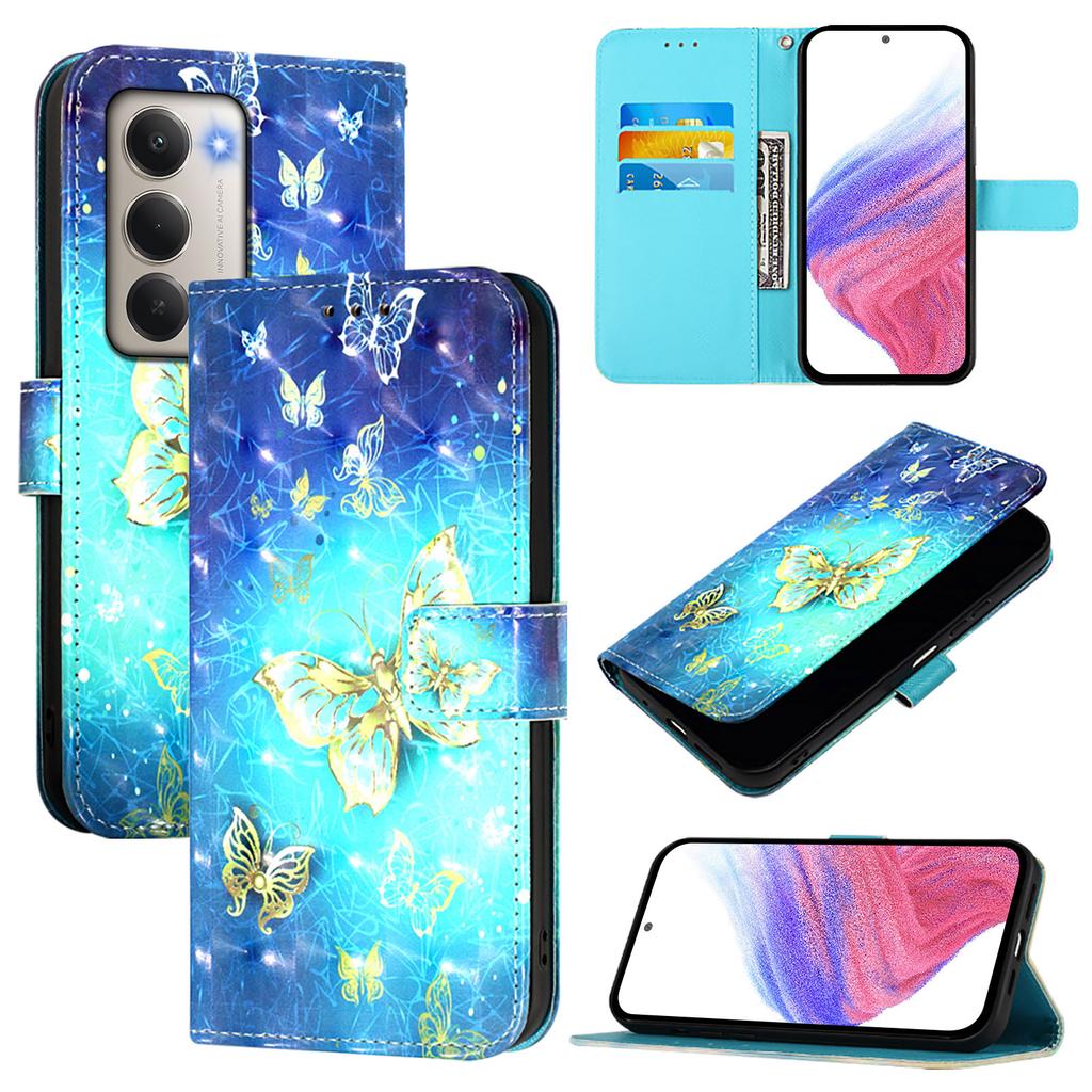 For Xiaomi Redmi 15 4G (EU) (171mm) Leather Case Pattern Printing Wallet Stand Mobile Cover with Strap