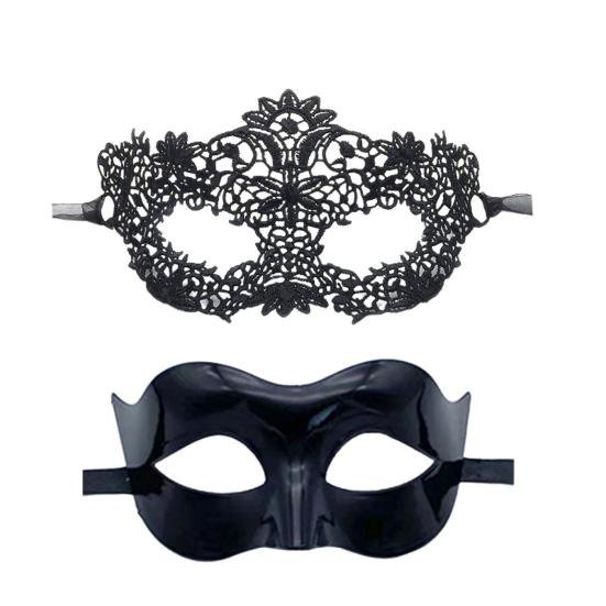 2 Pcs Couple Masquerade Masque Set for Men And Women