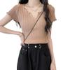 Women's Tops Solid Color Casual Knitted Short Sleeves Korean Version