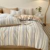 Nordic Style Striped Printed Bedding 4 Piece Sets 100% Cotton Simple Bed Sheet Duvet Cover Home Dormitory Comfort Set for Adults