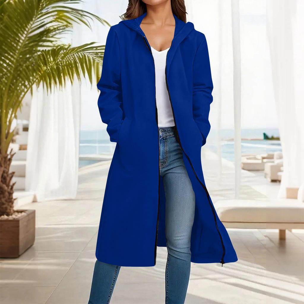 Women's Fashion Casual Plus Size Hooded Long-Sleeve Solid Jacket