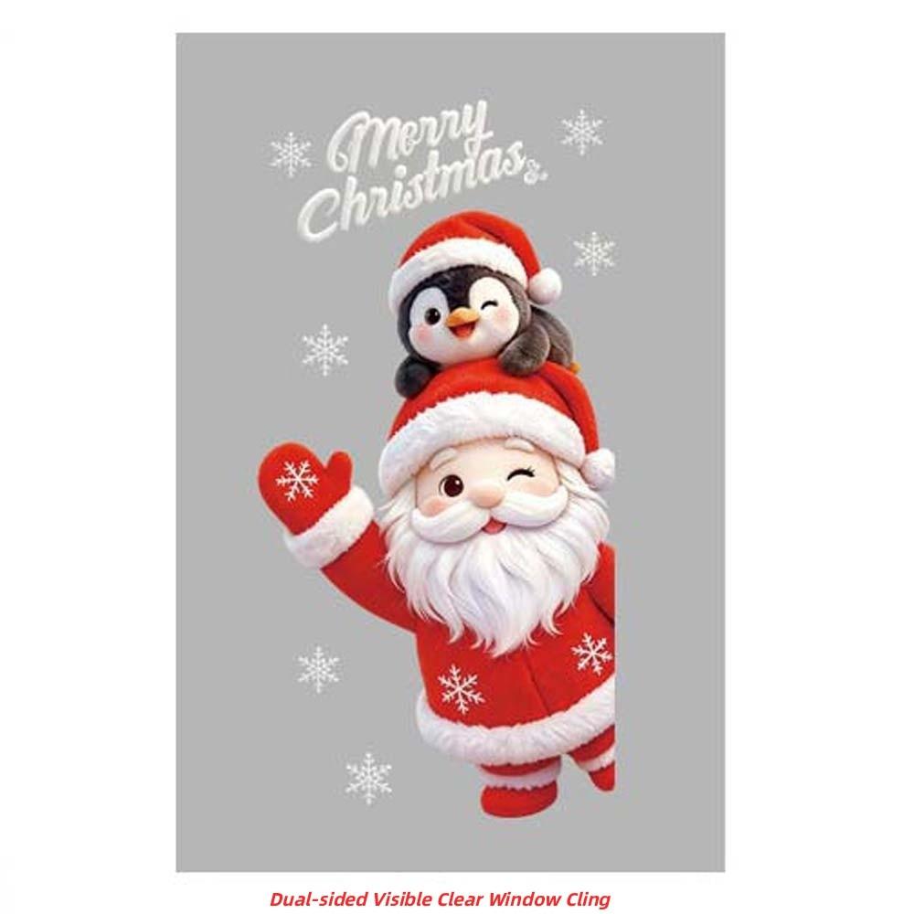 Removable PVC Christmas Window Sticker Glue Free Static Film Clings Shop Boutique