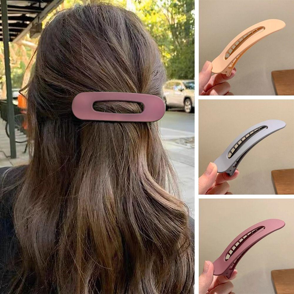 3Pcs Matte Hair Claws Large Hair Barrettes Useful Flat Hair Clips Women
