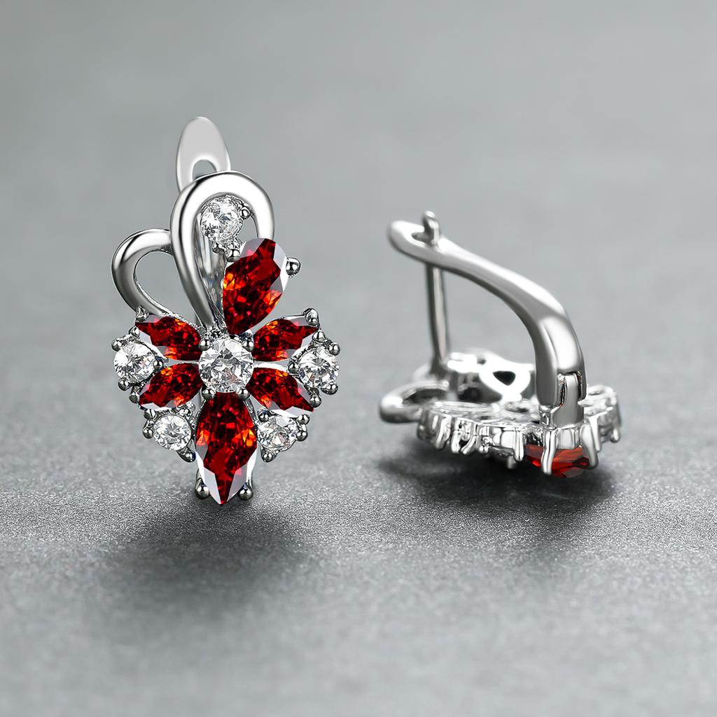 1 пара, серьги-клипсы в виде капли воды, синие, розовые, фиолетовые, цвета морской волны, с лепестками цветка, в цветочном стиле