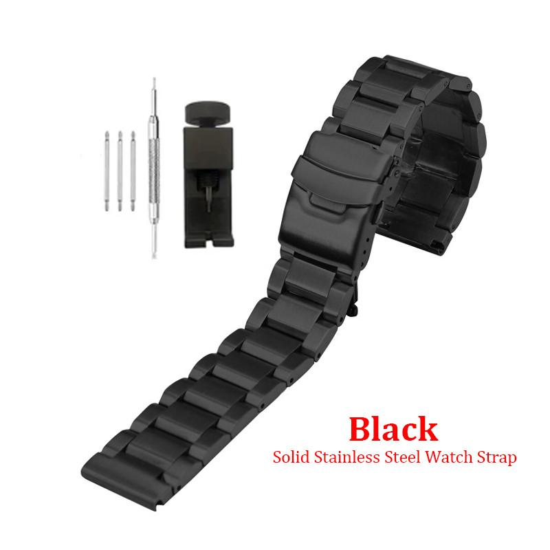 Solid Stainless Steel Watch Strap 18 19 20 21 22 23 24 25mm Metal Band Folding Buckle Universal Barcelet Women Men Watchband