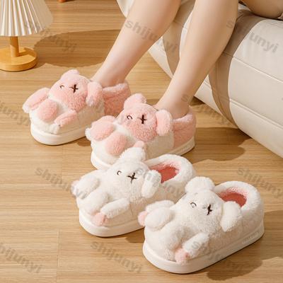 Женские домашние пушистые тапочки, милые мультяшные, зимние, новые, теплые, с толстой подошвой, хлопковые туфли, для пар, мягкие плюшевые, легкие, домашние тапочки
