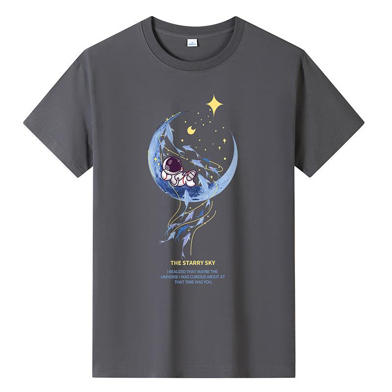 GMXIA Футболка с коротким рукавом из хлопка, мужская модная свободная рубашка с коротким рукавом, с принтом