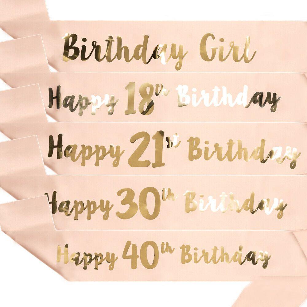 Party Decoration Rose Gold Mom Favor Gift Birthday Funny Sash Birthday Girl Happy 18/21/30/40/50/60