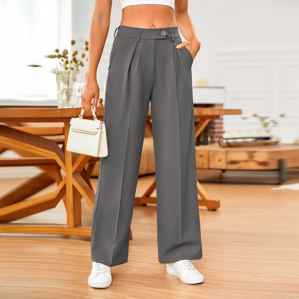 Women's Autumn Temperament Commuting Casual Loose Wide Leg Straight Leg Suit Pants Long Pants