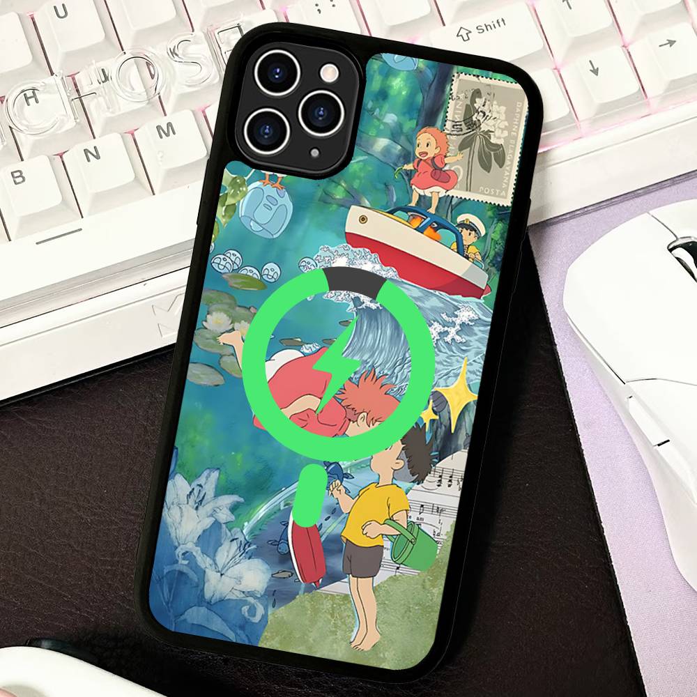 Милый чехол P-Ponyo Movie On The Cliff для Magsafe, магнитный беспроводной чехол для телефона для iPhone 17 16 15 14 Plus 13 12 11 Pro Max
