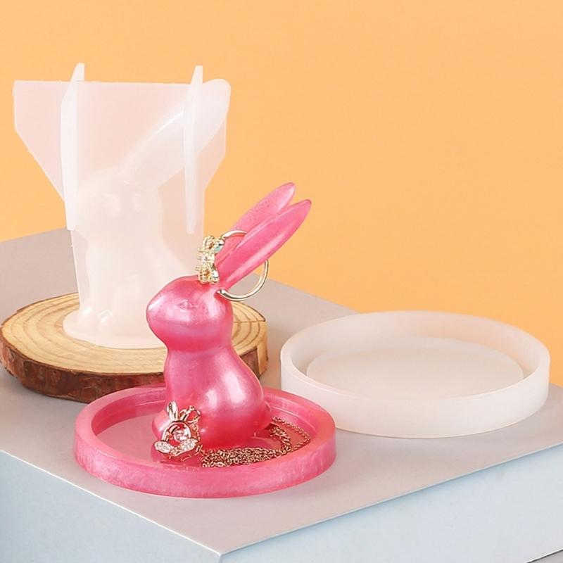 Cute Rabbit Ring Holder Silicone Molds Bunny Jewel-Display Organizer-Resin Casting-Moulds DIY Engagement Gift for Women