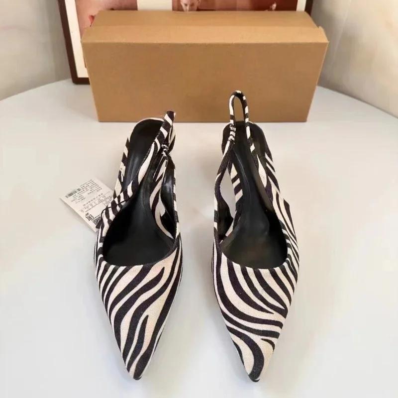 Модные яркие и стильные женские сандалии на среднем каблуке, повседневные слипоны с каблуком 3-5 см, весенние сексуальные слинги 2025 года