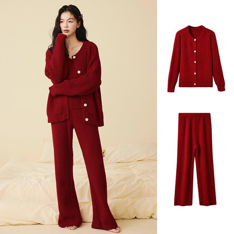 Womens Soft Fleece Pajama Set Long Sleeve Top Pants Warm Cozy Sleepwear Fall Winter Home Or Light Outdoor Wear