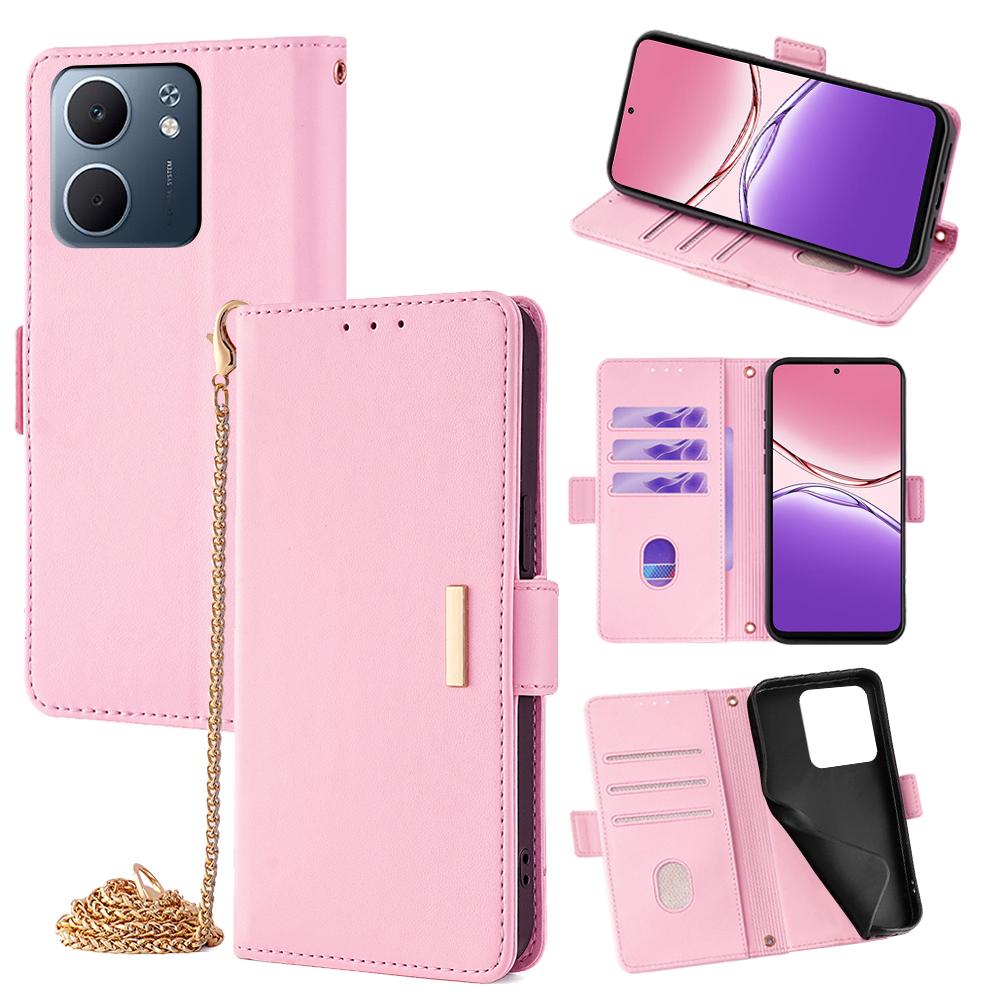 For Oppo A5x 5G Case PU Leather Wallet Stand Phone Cover with Crossbody Shoulder Strap