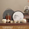 Wisteria flower Ru kiln travel tea set outdoor brewing teapot portable express passenger carry-on car open teapot