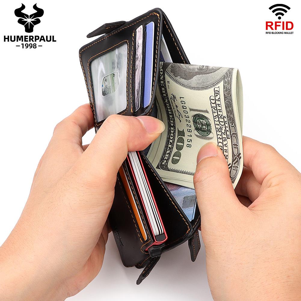 Humerpaul Leather Wallet Credit Card Wallet With Airtag Pocket