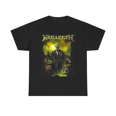 Графическая футболка Megadeth Винтажная Рок-тур Унисекс Тяжелая хлопковая футболка