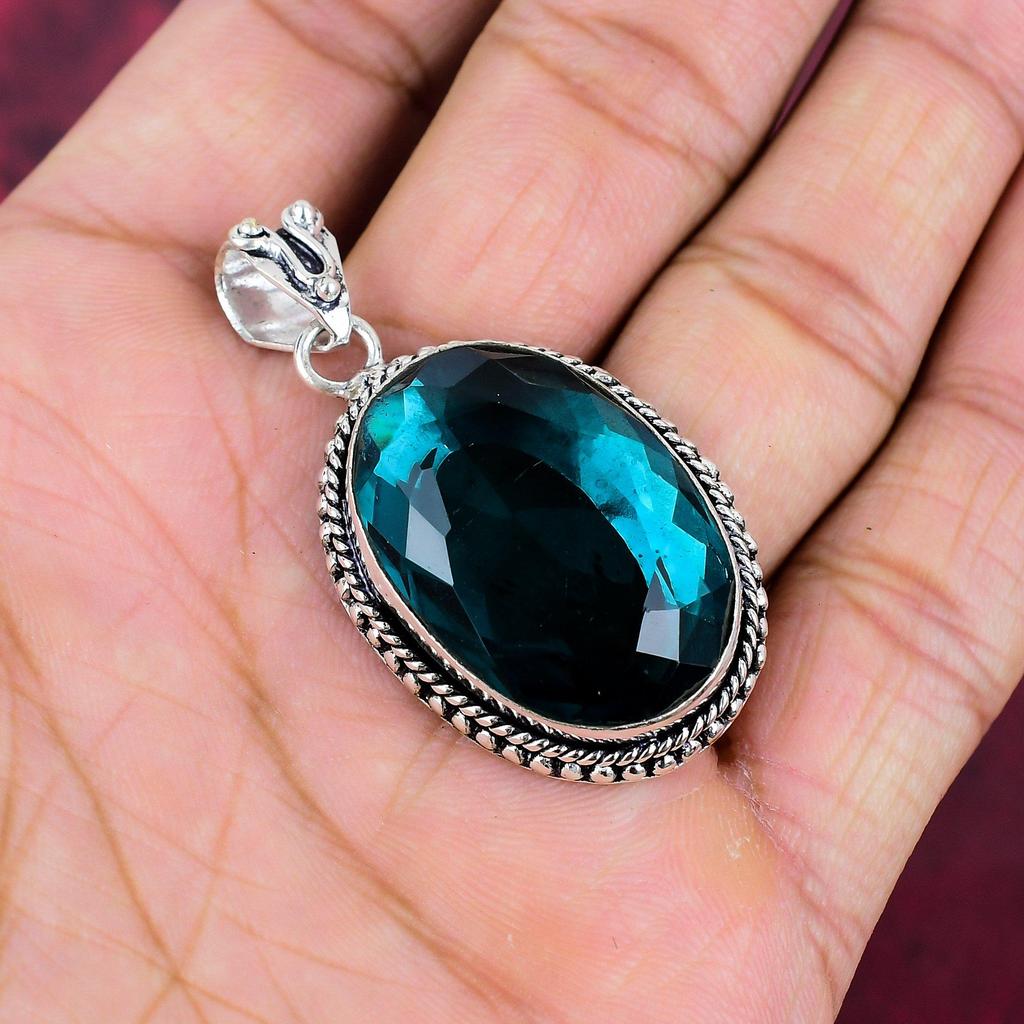 Подвеска из драгоценного камня индиколита, подвеска из стерлингового серебра 925 пробы, антикварные ювелирные изделия ручной работы, подарок на День матери