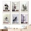Bathroom Humor Dinosaur Rabbit Shark Fox Wall Art Print Canvas Painting Bathtub Nordic Poster Wall Pictures Toilet Room Decor
