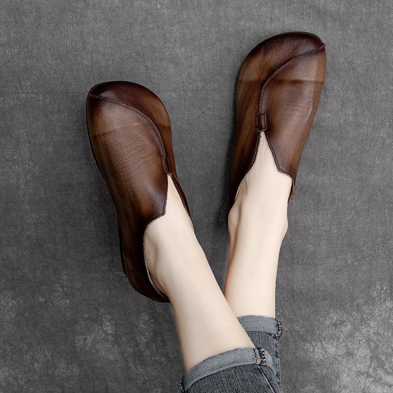 2024 мягкие удобные повседневные мокасины с круглым носком женские ретро кожаные мокасины женские дизайнерские балетки с V-образным вырезом Zapatos Mujer