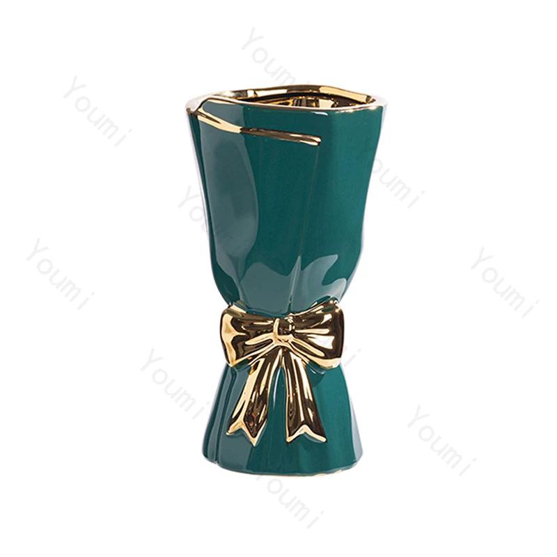 Легкая роскошная керамическая ваза, декоративная в минималистском стиле для гостиной, в форме букета, ваза для икебаны, скандинавские вазы для украшения дома