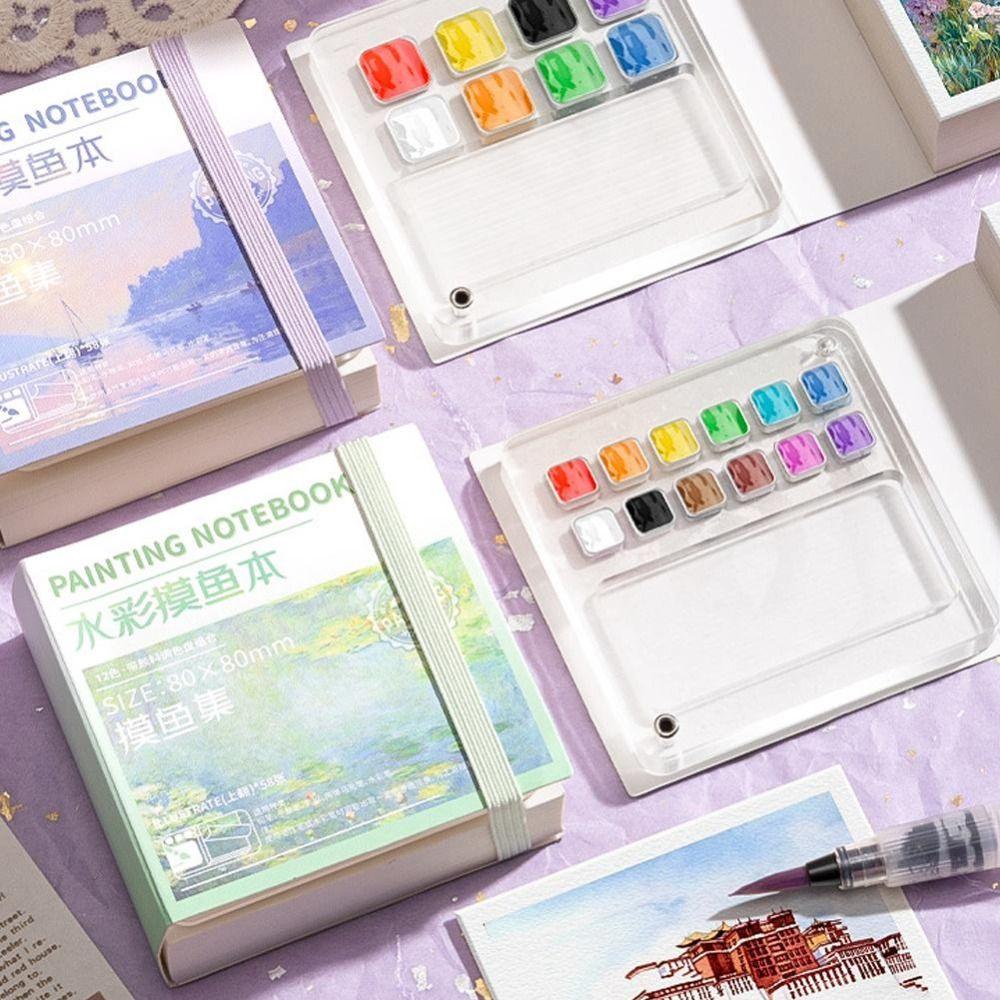 Acrylic Watercolor Paint Palette Set 8/12 Grid Empty Paint Box Travel Painting Tray Kit  Artist