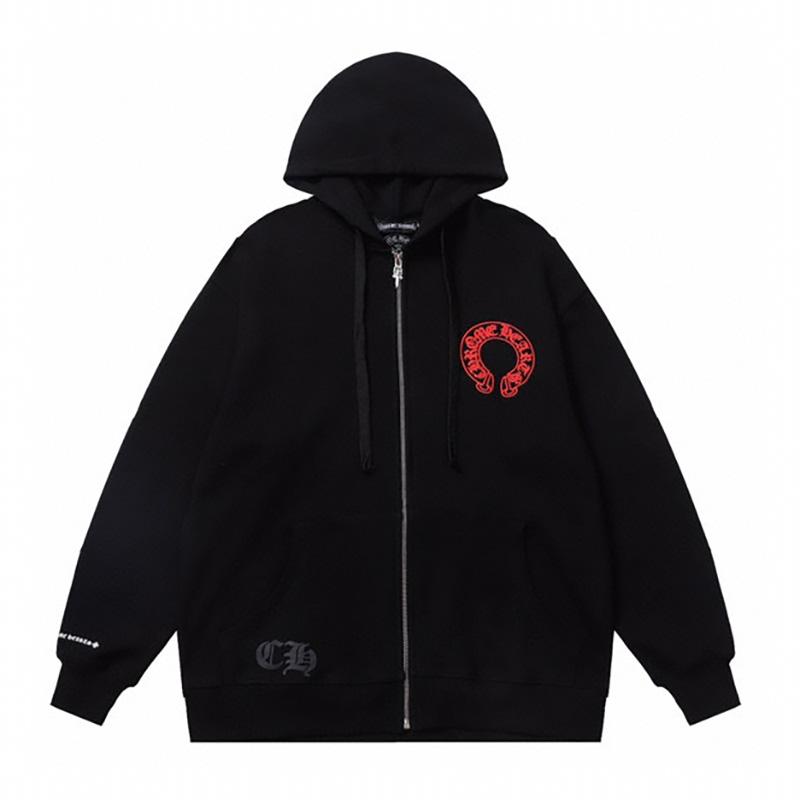 831 CHROME HEARTS 2026 Осень-Зима Новая модель Большого размера Классический стиль Логотип Молния Толстовка с капюшоном, Подходит для ношения парами