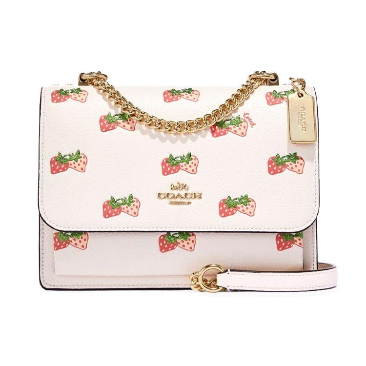 Coach Klare 21 Strawberry Print Chain Shoulder Strap Leather Accordion Bag Women Shoulder Bag CB599-IMCAH