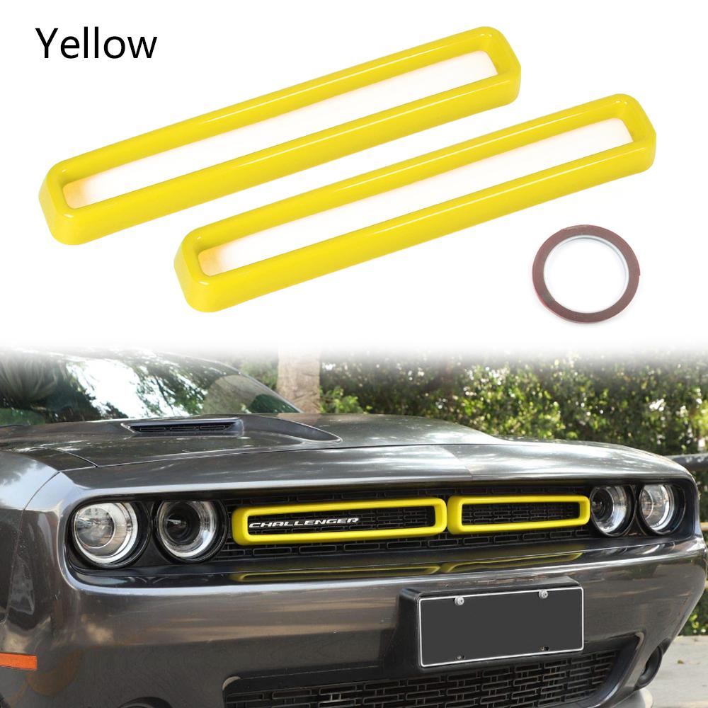 2pcs Front Grill Grille Inserts Cover Trim for Dodge Challenger 2015-2022 Black Red Blue Yellow