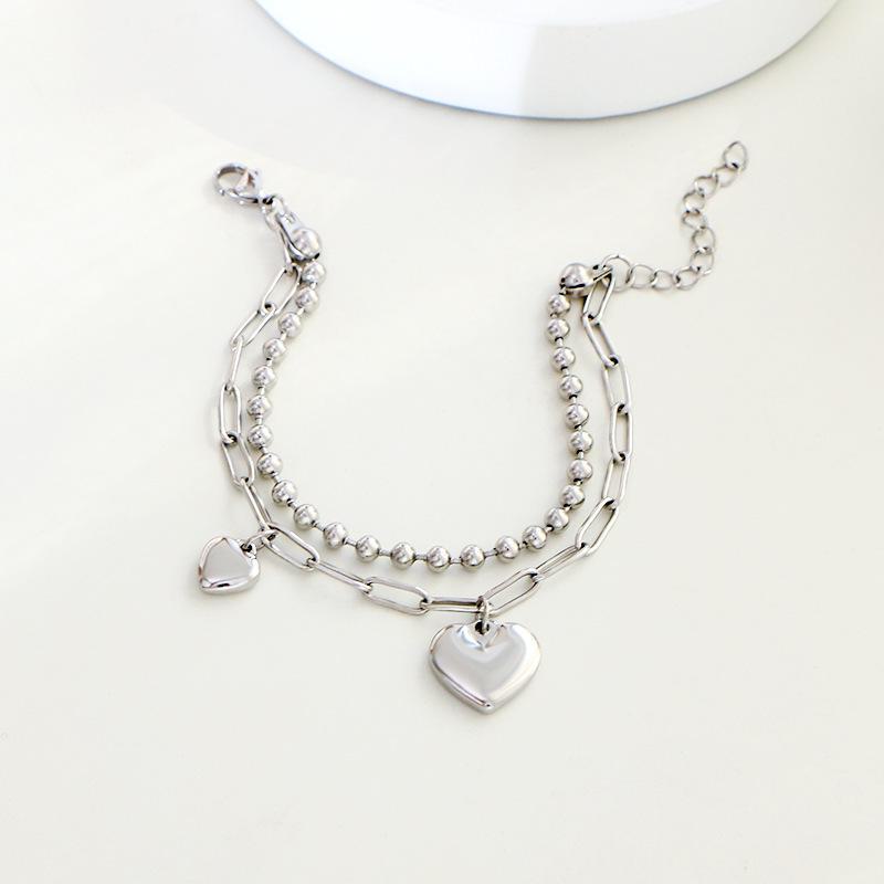 Double-Layer Heart Bracelet: Trendy Hip-Hop Design with Unique Style