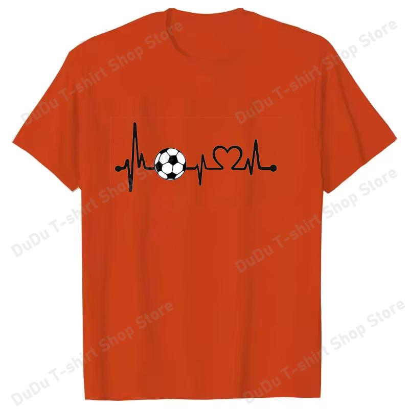 Fashion Heartbeat Football Print Short Sleeve Unisex Women Summer Cool Casual Outdoor T Shirts Tops 2026 Football Fan T Shirts
