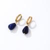 Earrings Blue Natural Stone Gold - Stainless Steel Earings
