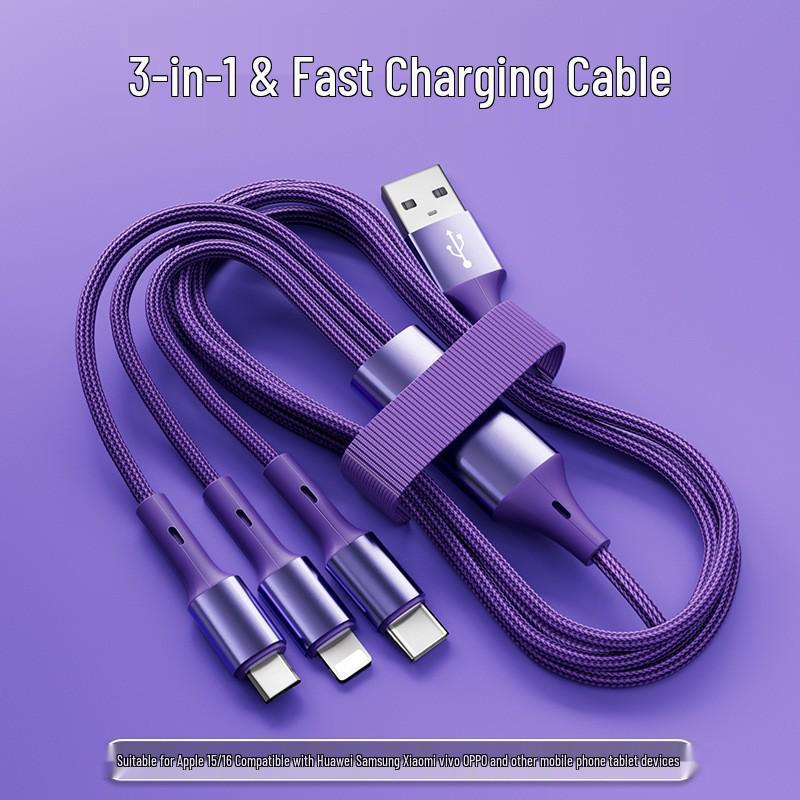 Быстрый кабель 3-в-1 для зарядки устройств Apple, Android, OPPO, Huawei и Type-C