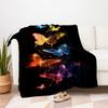 Colorful Glowing Butterfly Phone WallpaperBlanket Flannel Throw Blanket for Sofa, Bed, Travel, Camping, Office, Couch, Chair, And Bed Gift f