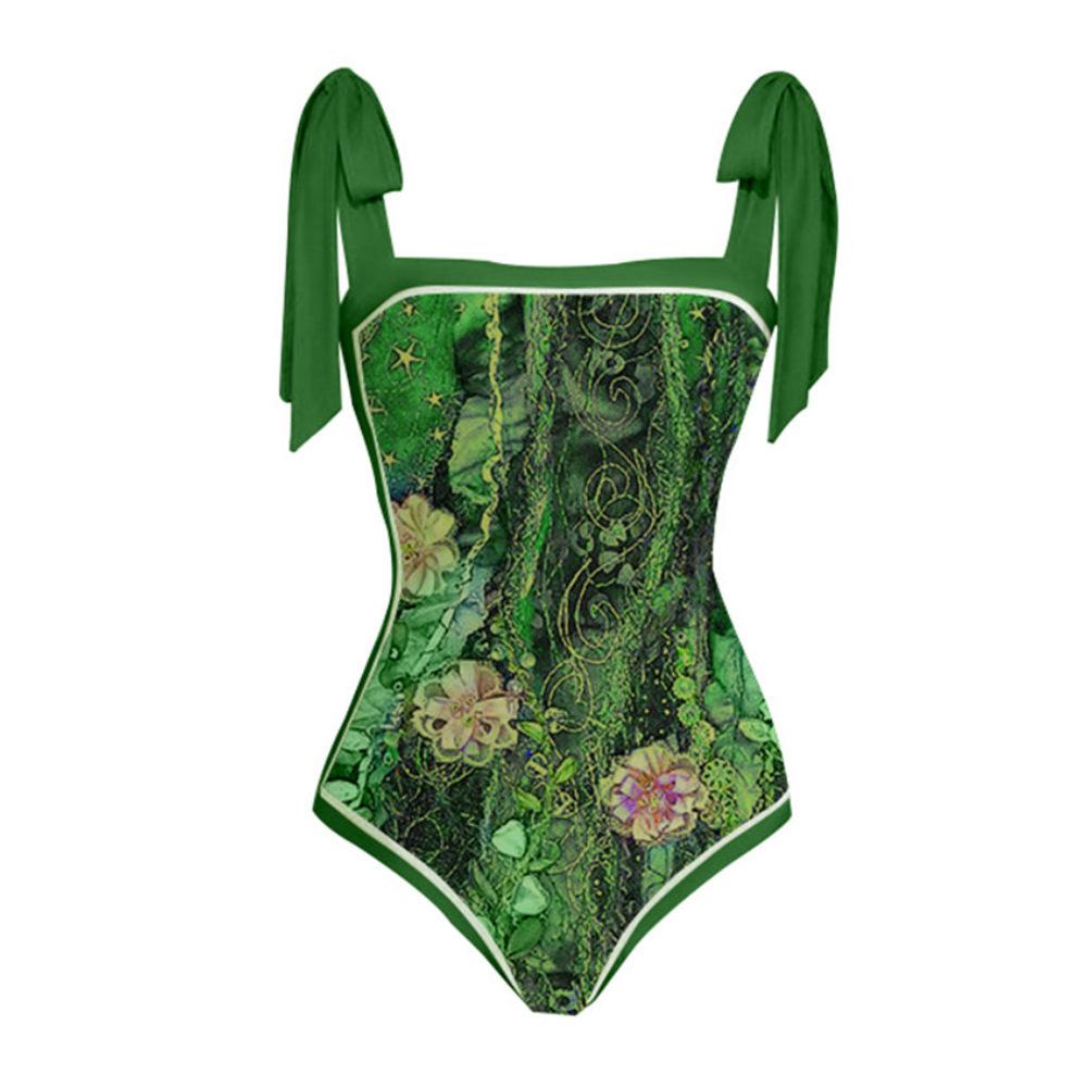 New Two-piece Printed Swimsuit Women's Conservative One-piece Chiffon Skirt Swimsuit Set