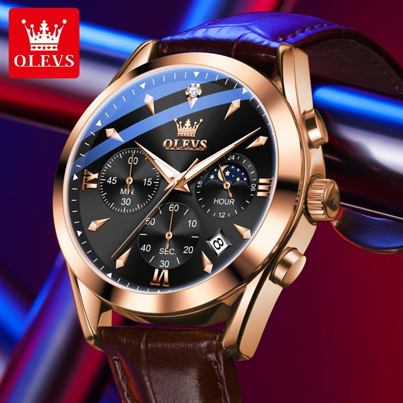 Men's Multifunctional Waterproof Luminous Quartz Timing Calendar Watch, Light Luxury Business Watch