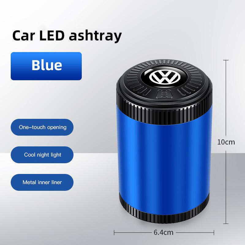 Volkswagen Car LED Ashtray Atmosphere Light Ashtray For VW Golf Passat Phaeton Car Flame Retardant Cigarette Holder Cup keychainKD1
