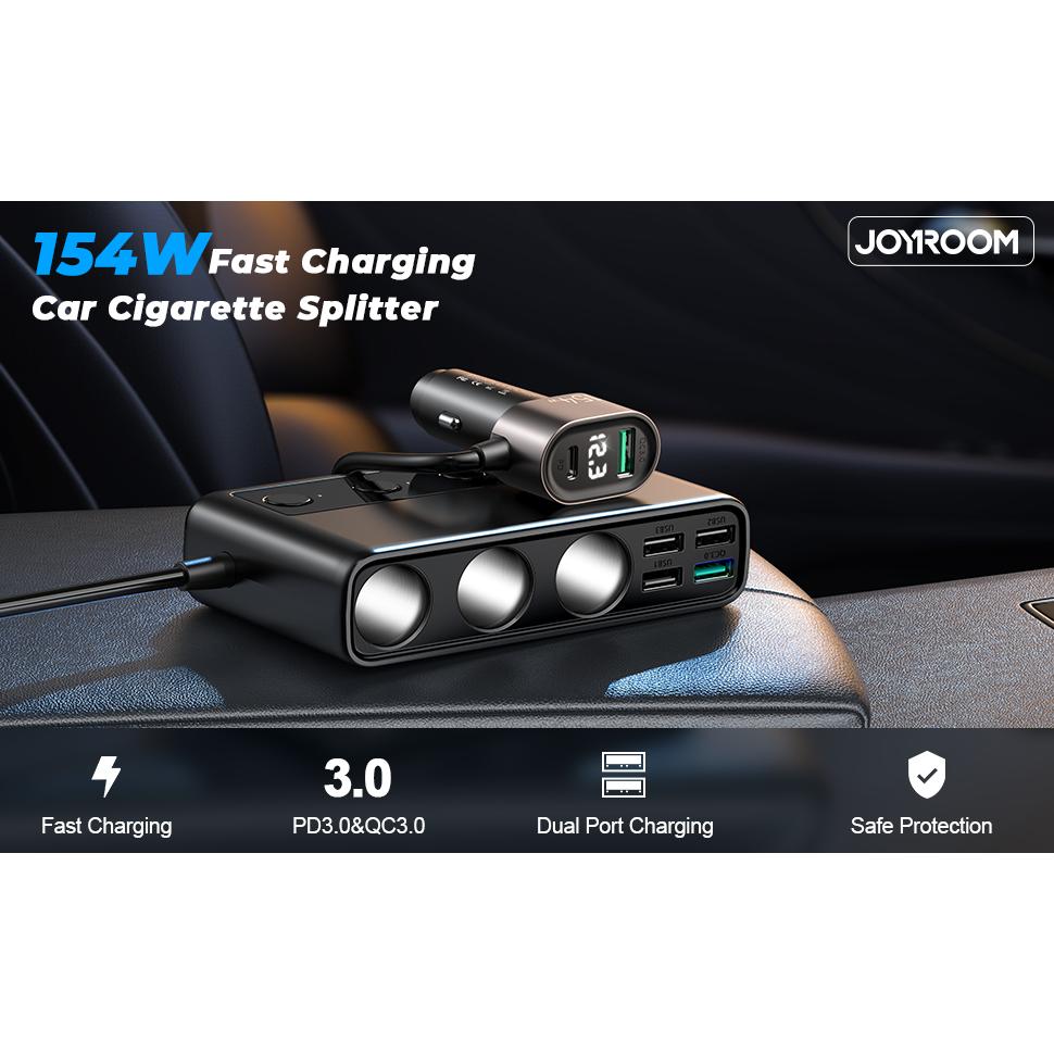 3 розетки, автоматический разветвитель прикуривателя, адаптер автомобильного зарядного устройства 9 в 1 с быстрой зарядкой PD/QC 3,0*2, 154 Вт, 12 В/24 В, независимые переключатели постоянного тока для всех автомобилей