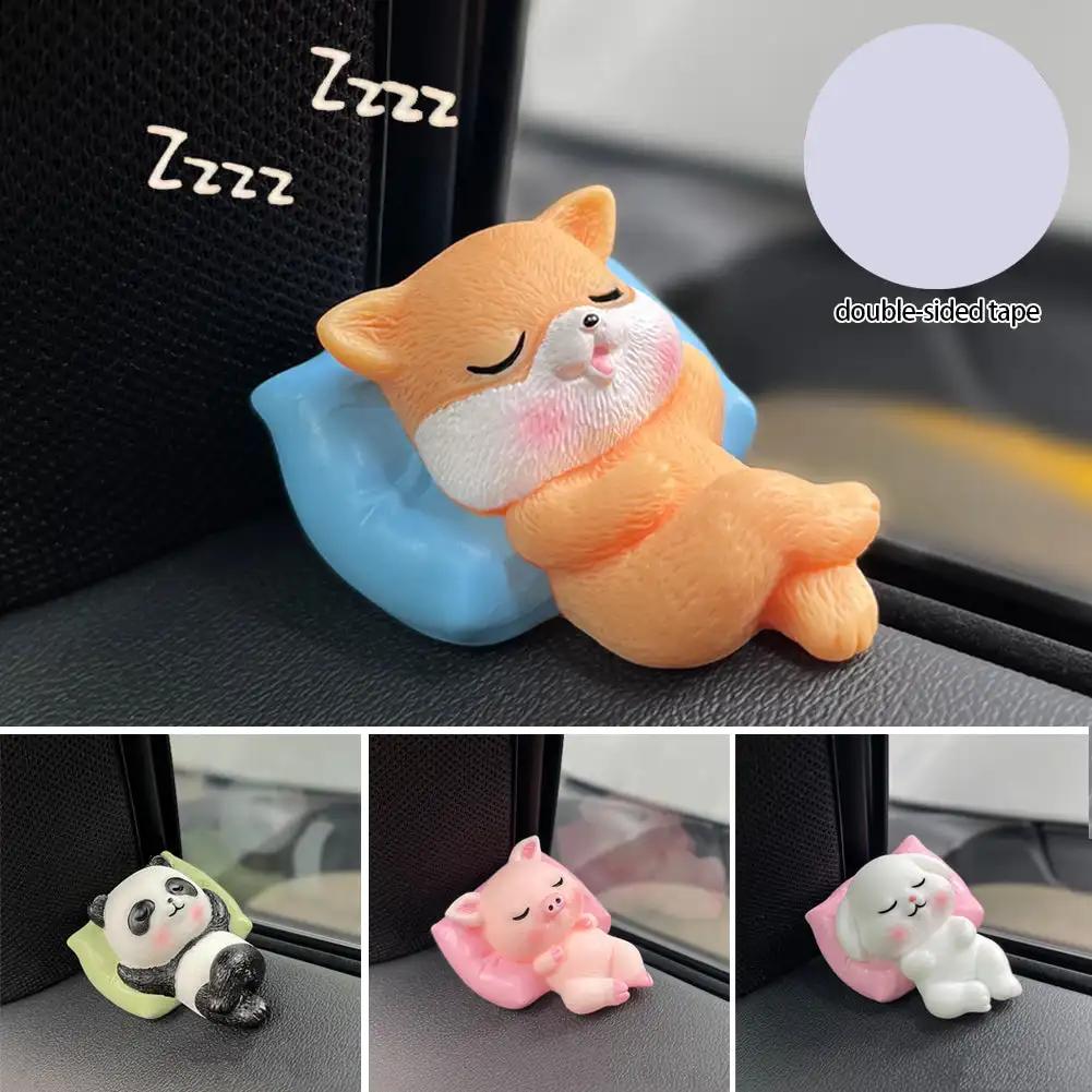 Милые мини-животные украшения для приборной панели автомобиля, украшения для центральной консоли, кукла, аксессуары для интерьера, панда, свинья, кролик