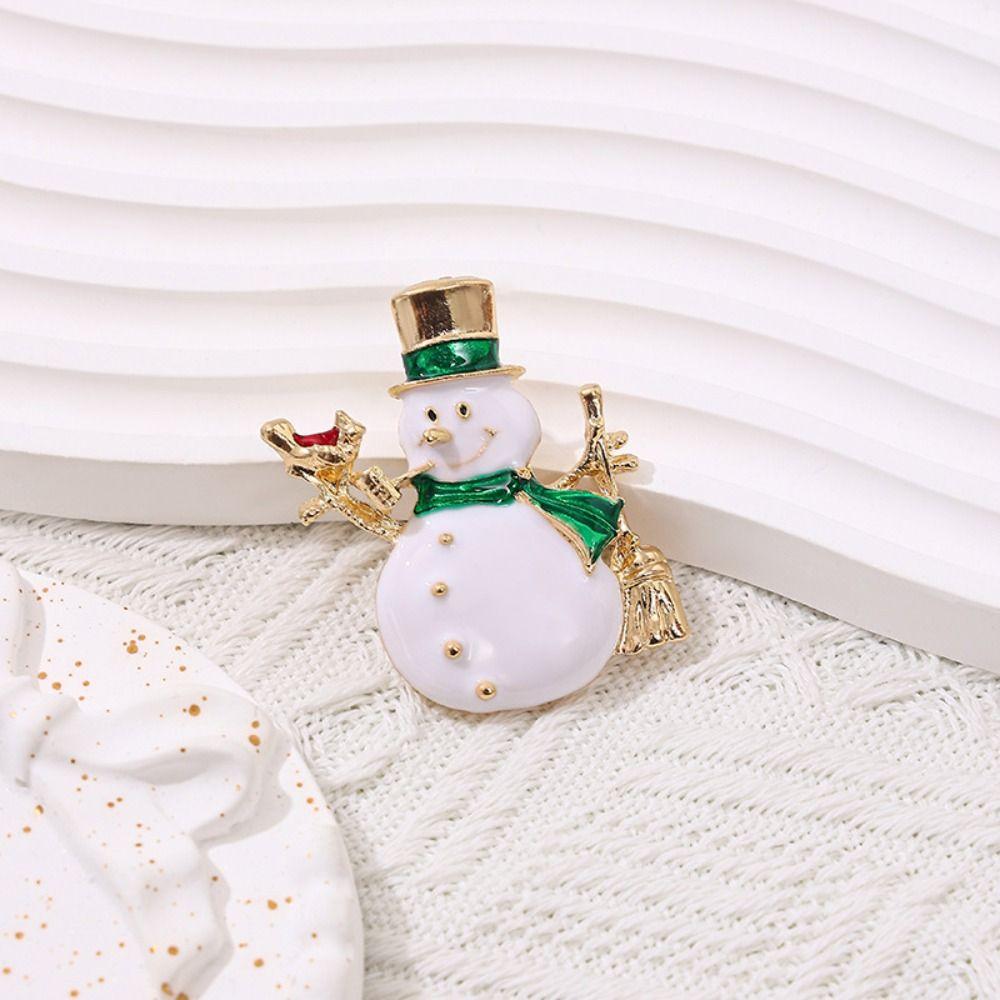 Clothes Accessories Enamel Rhinestone Brooches Korean Style Snowman Brooch Christmas Brooch Daily
