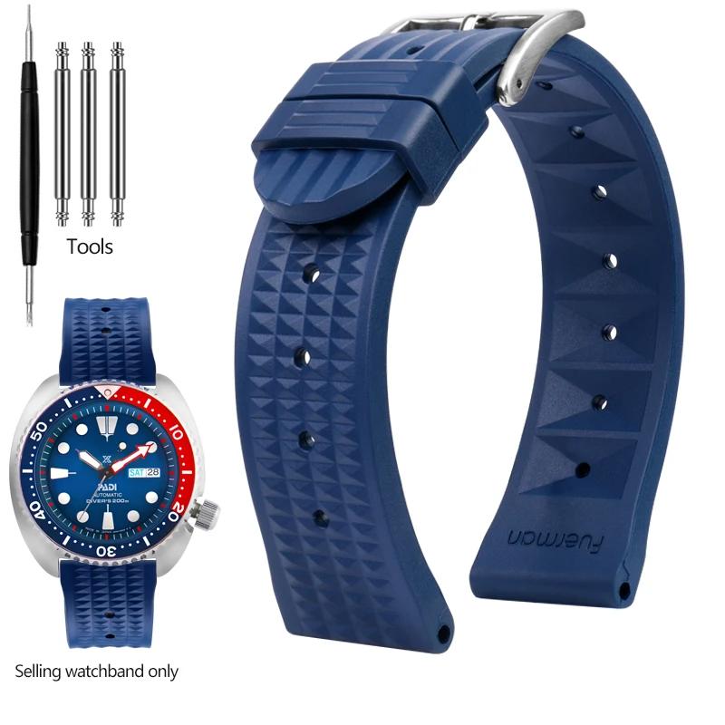 Мягкий резиновый вафельный ремешок для часов 20 мм 22 мм для Seiko Skx007 Abalone Water Ghost Ремешок для часов Мужской Черный Зеленый синий Силиконовый браслет