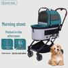 Автоматически складывающаяся двухслойная коляска для домашних животных для маленьких и средних собак/кошек - Легкая и съемная.