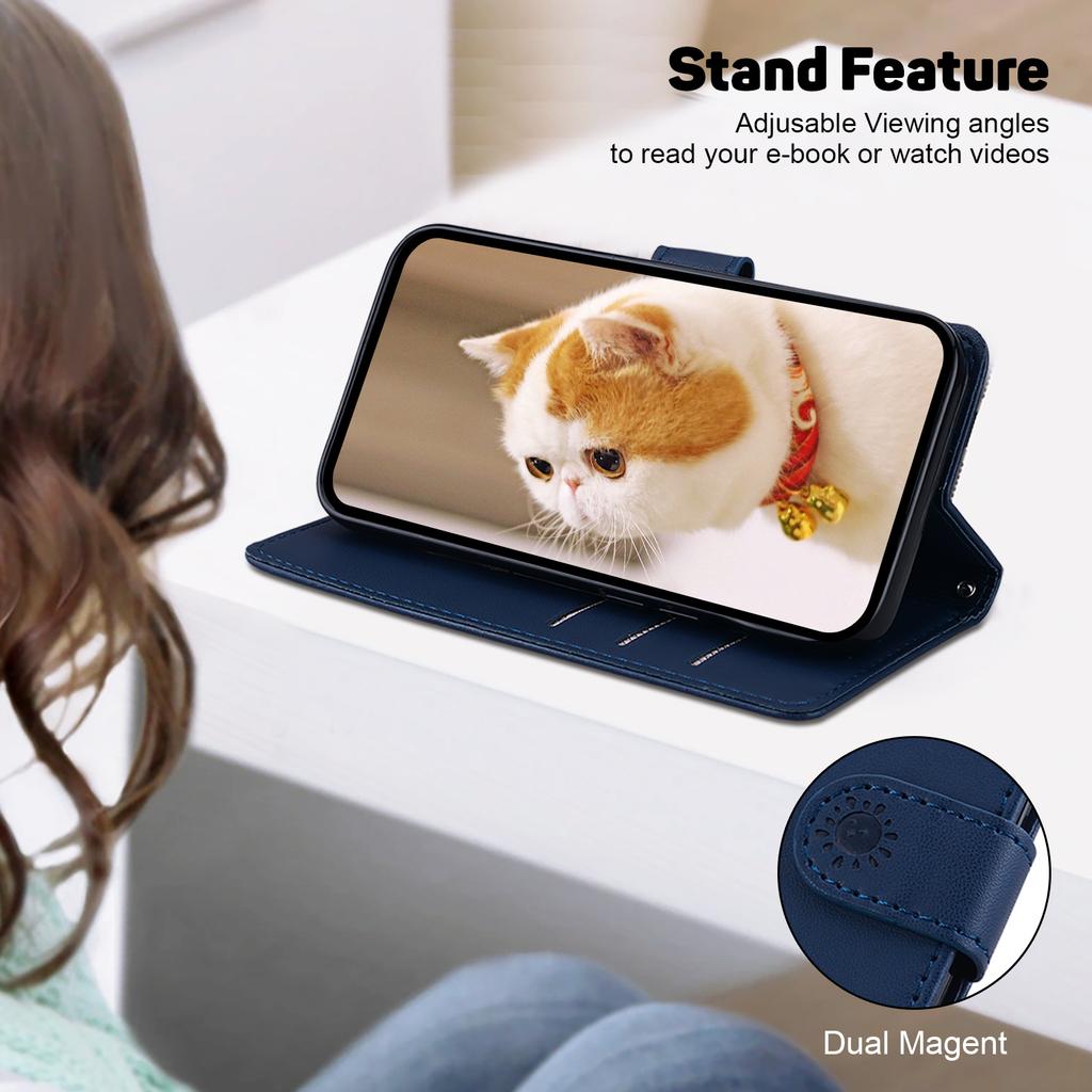 Cute Cat RFID BLOCKING Leather Case for Nokia XR21/G42/C12/C22/C32/G22/C31/X30/G60 Kickstand Wallet Card Slots Cover for Nokia C21 G11 Plus G300 G11