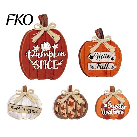 Party Atmosphere Decorations 5Pcs Fall Wooden Pumpkin Door Hanger for Front Door, Rustic Theme Sign Farmhouse Welcome Autumn Thanksgiving Wall