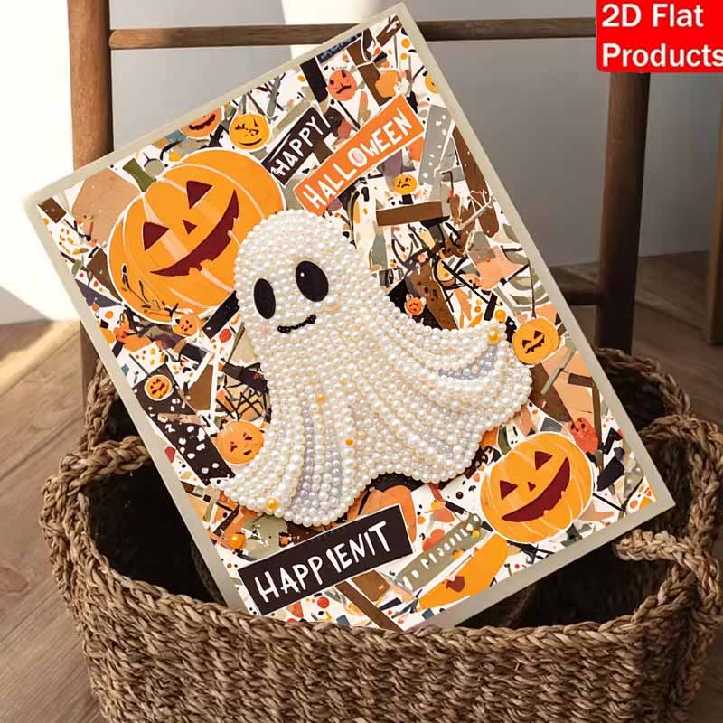 Halloween Ghost Pearl Painting Set 5D DIY Pearl Art Home Bedroom Wall Decor Handmade Craft Gift For Festival Holiday Party Supplies