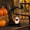 Halloween Home Decor Gifts Swinging Ghost on Tree Figurine, Resin Swing Statue, Spooky Porch Accessories Reading Ornament, Indoor Outdoor Tabletop